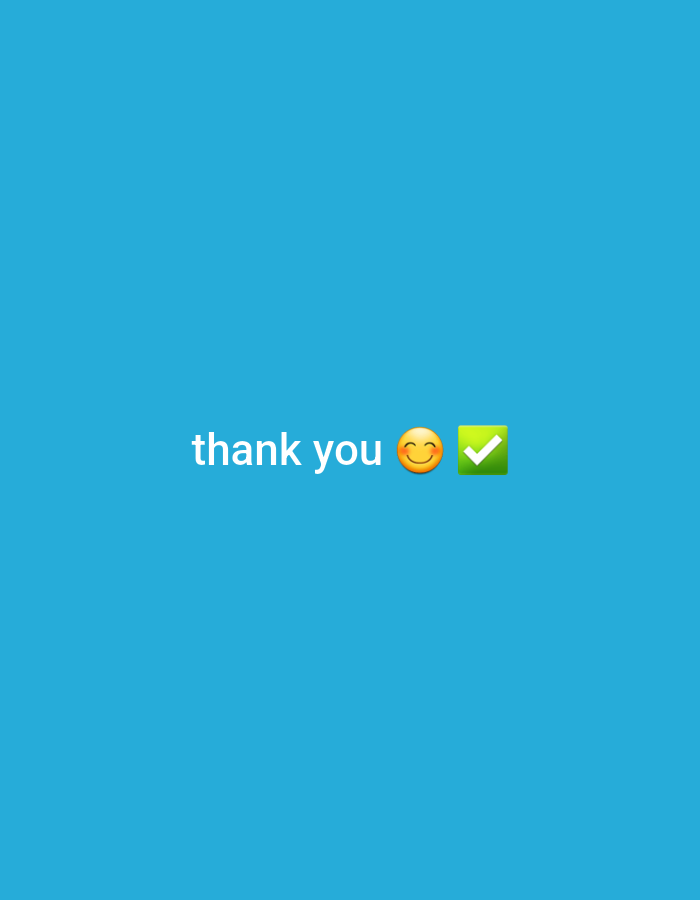 The image displays the text "thank you" followed by a smiling face emoji and a checkmark emoji, all centered on a plain blue background. The location in Bukuru, Nigeria is not discernible from the image.