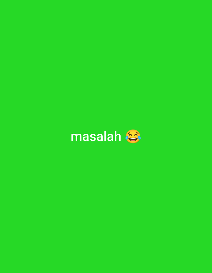 The image displays a green background with the word "masalah" written in white text, followed by a laughing emoji. The word "masalah" is Indonesian for "problem." The image is centrally located in Guwosari, Indonesia.