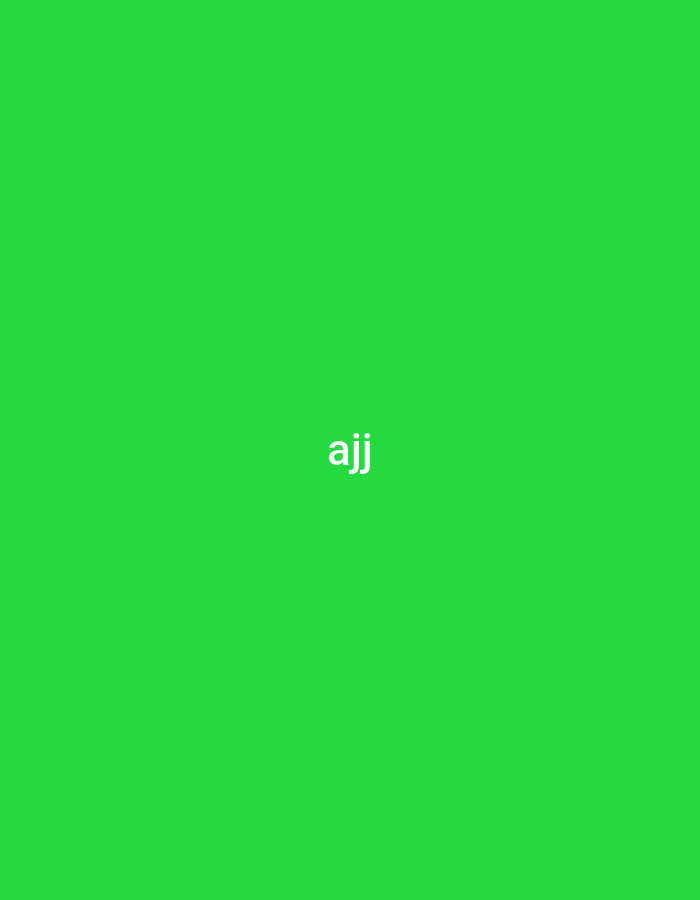 The image displays a solid, vibrant green background. Centered horizontally and vertically within this green field is the lowercase text "ajj" rendered in white. There are no other discernible subjects, objects, people, actions, interactions, or environmental features present in the image. No information within the image suggests a location in the city of Yerevan, Armenia.