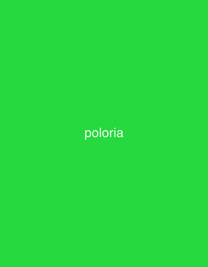 The image displays a plain, vibrant green background. Centered horizontally and vertically on this green field is the word "poloria" in white, sans-serif text. There are no other subjects, objects, or discernible scenes depicted. No people or activities are visible. The image offers no notable details regarding time of day, weather, or specific location cues. While the provided context suggests Santa Ana, Venezuela, the visual content of the image does not contain any elements to confirm this geographical location.