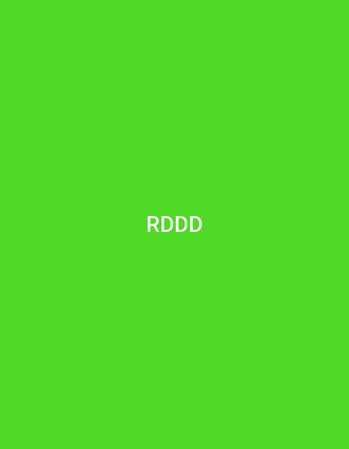 The image displays a solid, uniform, vibrant lime green background. Centered on this background are four white, uppercase, sans-serif letters spelling "RDDD". No other subjects, objects, people, or environmental details are visible. The image contains no visual information to indicate a specific geographic location, including the city of Casablanca, Morocco.