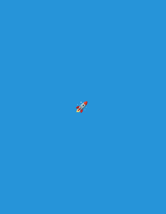 The media file is a digital illustration of a red and silver rocket ship ascending against a vibrant, solid blue background. The rocket has a pointed nose cone, a cylindrical body, and fins at its base. Small, white star-like sparkles emanate from the rocket, suggesting motion and speed. The overall impression is one of a simple, stylized graphic, possibly representing space travel, progress, or a journey. There is no visible text or indication of a specific time of day, weather, or location. The scene is abstract and lacks any environmental context beyond the blue expanse.