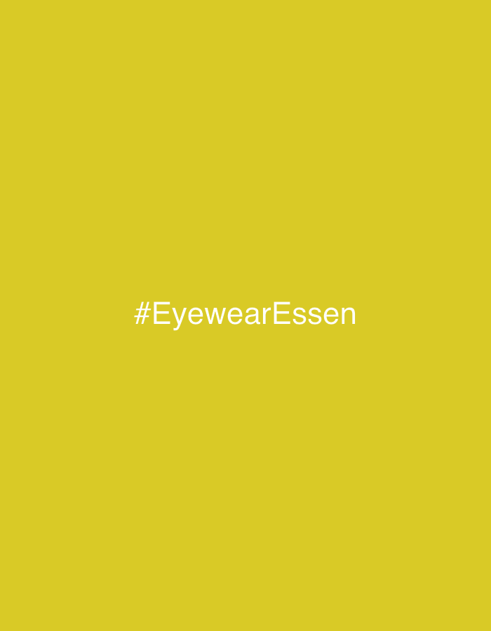 The image features a solid yellow background with the text "#EyewearEssen" in white. The location is not depicted, so the description cannot include details about Izhevsk, Russia.