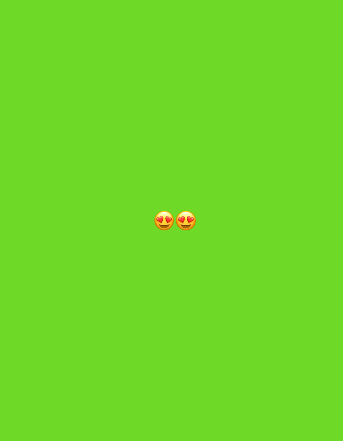 The image shows a green background with two heart-eyes emojis located near the center. There are no other objects, people, or environmental context. No location data is available.