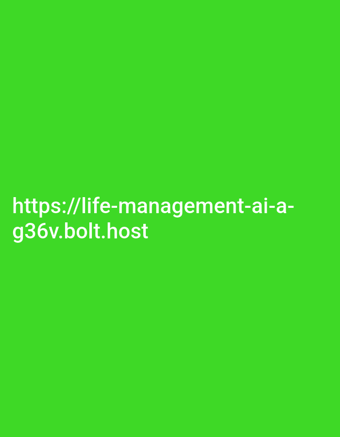 The image displays a URL on a bright green background. The URL reads "https://life-management-ai-a-g36v.bolt.host". There are no people, objects, actions, interactions, or environmental details present in the image beyond the text and background. The location in Ceadîr-Lunga, Moldova, is not visually represented in the image.