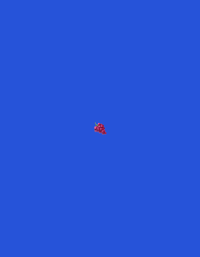 A small bunch of red grapes is centered in a bright blue, solid-color background. There are no other objects or subjects visible in the image. The grapes appear to be digitally rendered or an illustration, as they are isolated against the uniform background. The image does not depict any specific location, including Moscow, Russia.