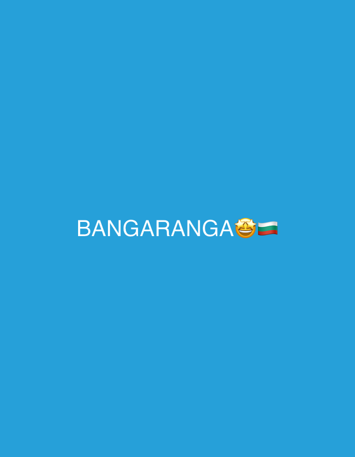 The image displays the word "BANGARANGA" in white text on a blue background. To the right of the word, there is an emoji of a face wearing a graduation cap and next to that is the Bulgarian flag emoji. The image does not contain information about Bat Yam, Israel.