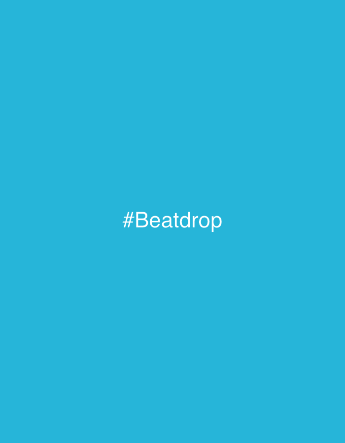 The image is a solid light blue color with the white text "#Beatdrop" in the center. There is no indication of location in Los Angeles or the United States. There are no people, subjects, objects, actions, interactions, or environment details present other than the color and text.