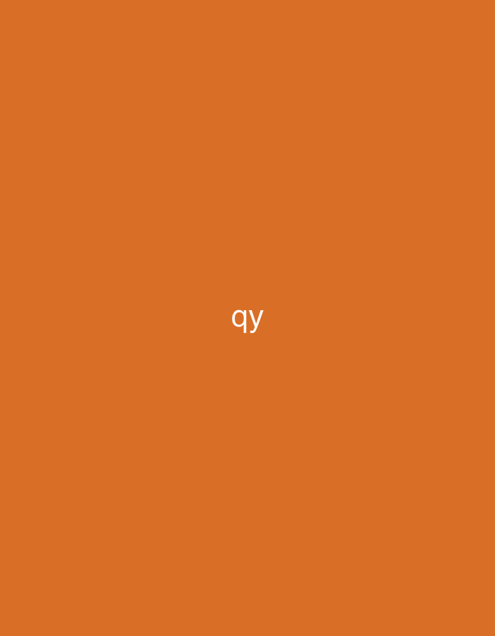 Within the given context of Casablanca, Morocco, the image presents an abstract scene consisting of a uniform, solid orange background. Horizontally centered and situated in the lower-middle section of the frame are two white, lowercase, sans-serif letters, 'qy'. The text is sharply defined against the monochromatic orange field. No additional environmental details, human subjects, objects, or actions are depicted; the image is purely graphic.