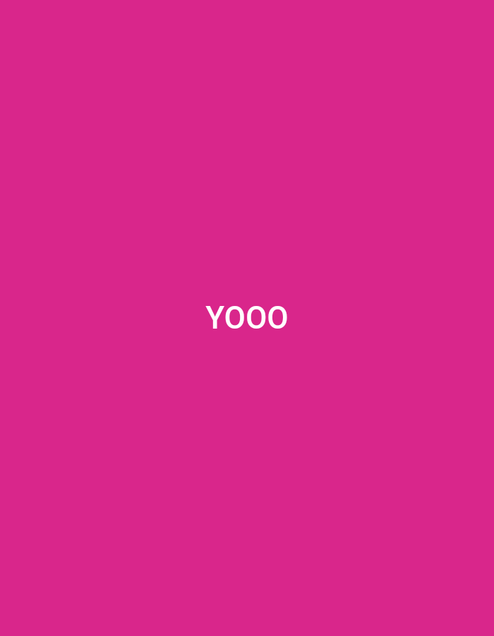 The image is a magenta field with the white text "YOOO" centered. There is no location, city, people, subjects, objects, actions, interactions, or environment.