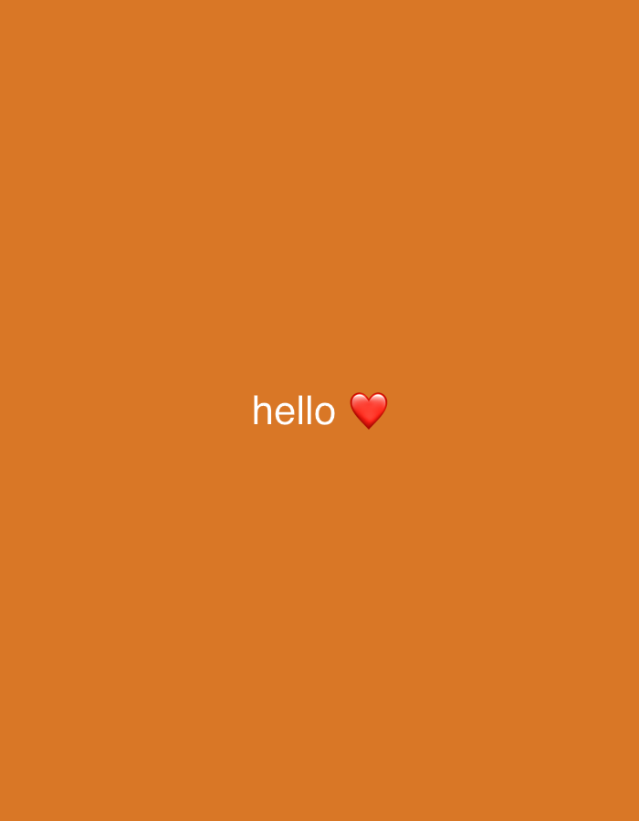 The image is a simple, minimalist graphic with a solid orange background. Centered on the background are the words "hello" in white text, followed by a red heart emoji. There are no people, buildings, or identifiable locations present in the image. The image does not depict any scene in Temirtau, Kazakhstan.