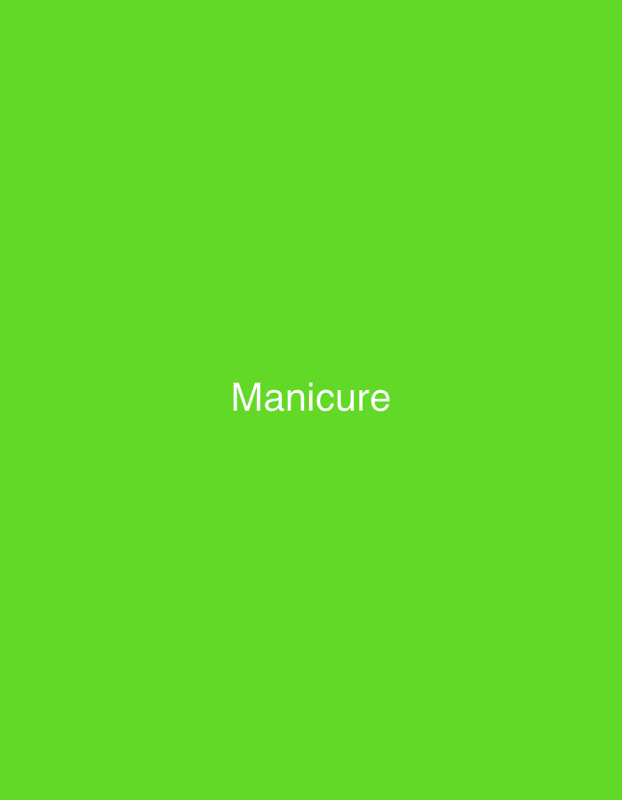 The image is a solid green background with the word "Manicure" centered in white text. There is no discernible location, people, subjects, objects, actions, interactions, or environment visible.