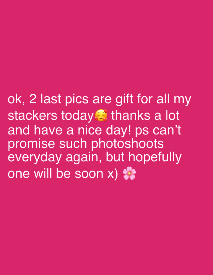 The image displays a pink background with white text. The text reads, "ok, 2 last pics are gift for all my stackers today thanks a lot and have a nice day! ps can't promise such photoshoots everyday again, but hopefully one will be soon x) ". The text includes emojis. The specific location, City of Zagreb, Croatia, is not relevant to the visual content of the image.