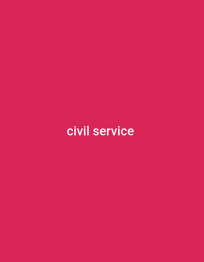 This is a static image with a solid, vibrant pink background. Centered on the background are the words "civil service" in white, sans-serif text. The text is clear and readable, with a slight boldness to the font. There are no other objects, people, or discernible scenes depicted in the image. The image appears to be a graphic element or a title card, possibly for a presentation or document related to civil service. No information about time of day, weather, location cues, or emotions can be inferred from the image. The only discernible information is the text "civil service" presented against a plain colored background.