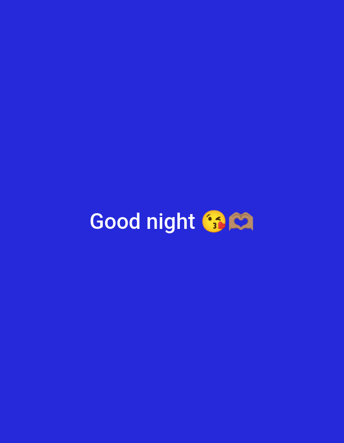 The image features the phrase "Good night" in white font, accompanied by emojis. To the right of the text is a winking face emoji blowing a kiss, followed by a pair of hands forming a heart shape emoji. The background is a solid, uniform dark blue color. The phrase and emojis are centrally located on the image.