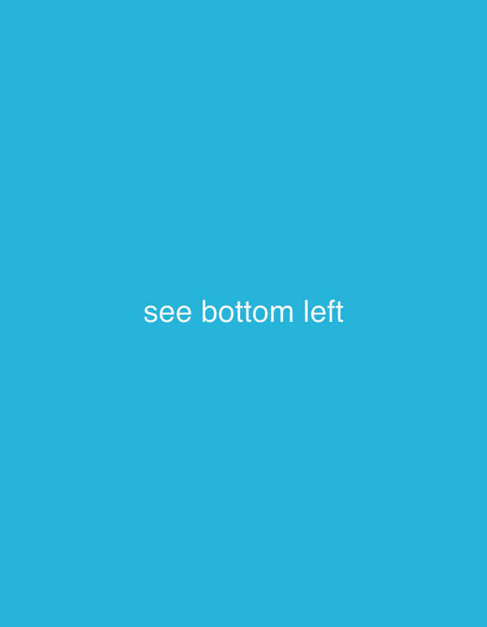 The image shows a solid, bright blue background with white text in the center that reads "see bottom left". No other objects, people, or environmental details are visible. The image does not contain any information that would allow for its location in Islamabad, Pakistan to be determined.