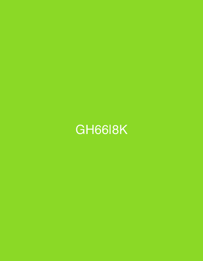 A white, sans-serif font reads "GH6618K" centered vertically and horizontally on a solid, vibrant green background. The text is crisp and clear against the uniform color. There are no other discernible elements or features in the image. The location is not specified.