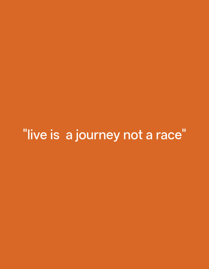 The image is a flat graphic with a solid orange background. White text centered on the image reads: "live is a journey not a race". There are no people, objects, actions, or interactions visible, and no context related to Payagaboh, Indonesia is present.