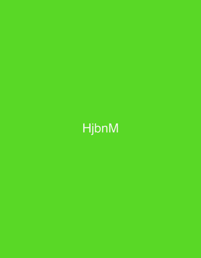 The image displays a uniform, vibrant lime green background. Centered horizontally and vertically against this background is the alphanumeric string "HjbnM" rendered in white capital letters. There are no discernible people, objects, actions, or specific environmental features present within the visual frame. The scene is located in Casablanca, Morocco.