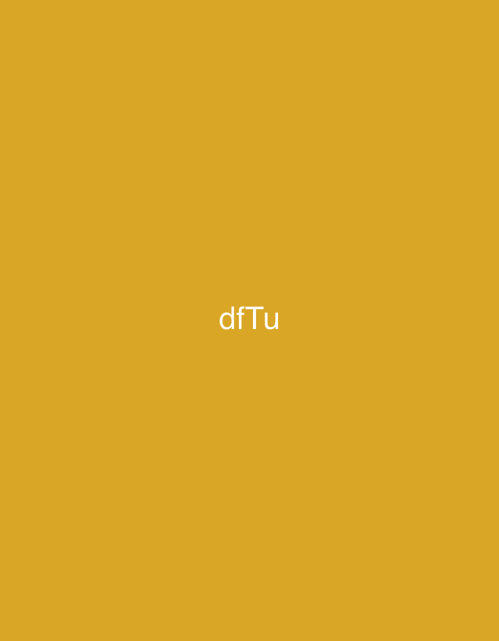 The image displays a solid, uniform mustard yellow background. Centered horizontally and vertically on this background is the text "dfTu" rendered in white, sans-serif characters. No other objects, subjects, people, or discernible environmental features are present.