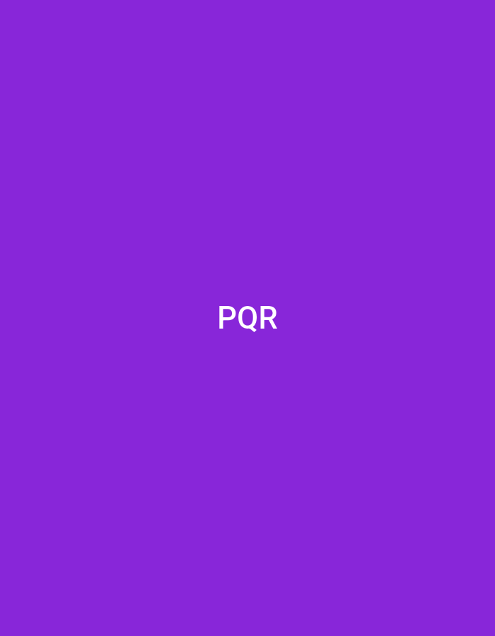 The image is a digital graphic featuring a solid, medium-to-dark purple field. Centered horizontally and vertically within this field are the capital letters "PQR," rendered in a white sans-serif typeface. No other discernible subjects, objects, figures, actions, or environmental details are present. This graphic is associated with the city of Casablanca, Morocco.