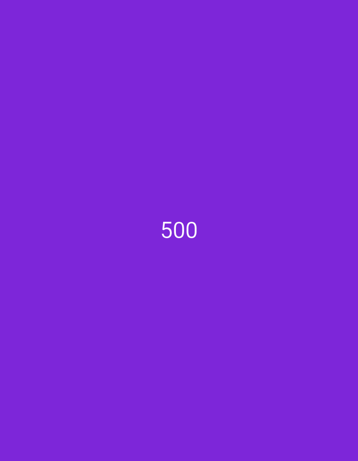 A digital image displays the number "500" centered against a solid purple background.