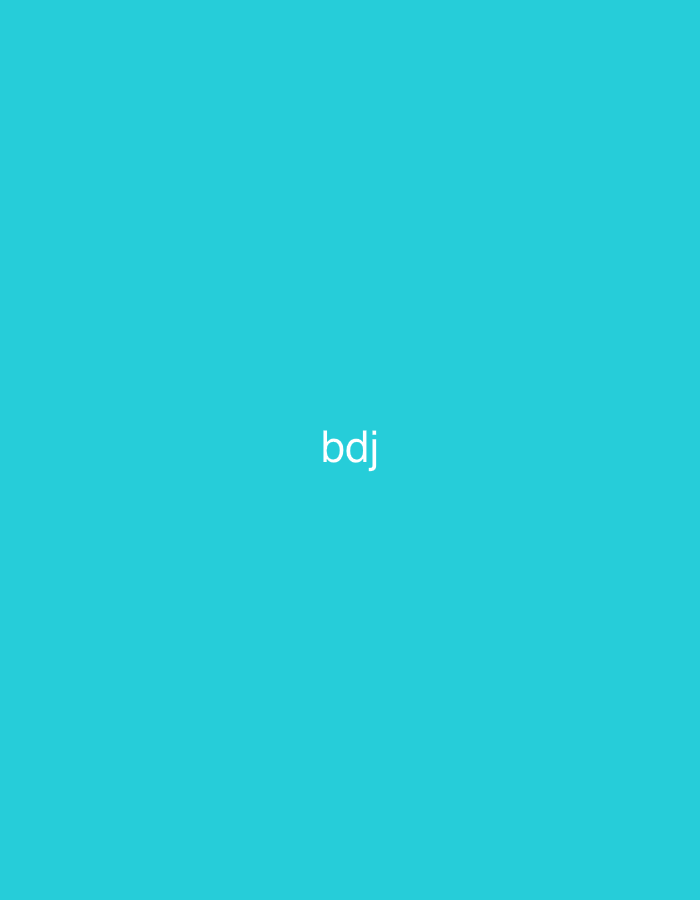 The image displays a plain, solid turquoise background. Centered on this uniform background are the three lowercase letters "bdj" rendered in white, sans-serif text. There are no other subjects, objects, or activities depicted. The scene is devoid of any specific setting cues, time of day, or discernible emotions. The simplicity of the composition highlights only the color and the central text.
