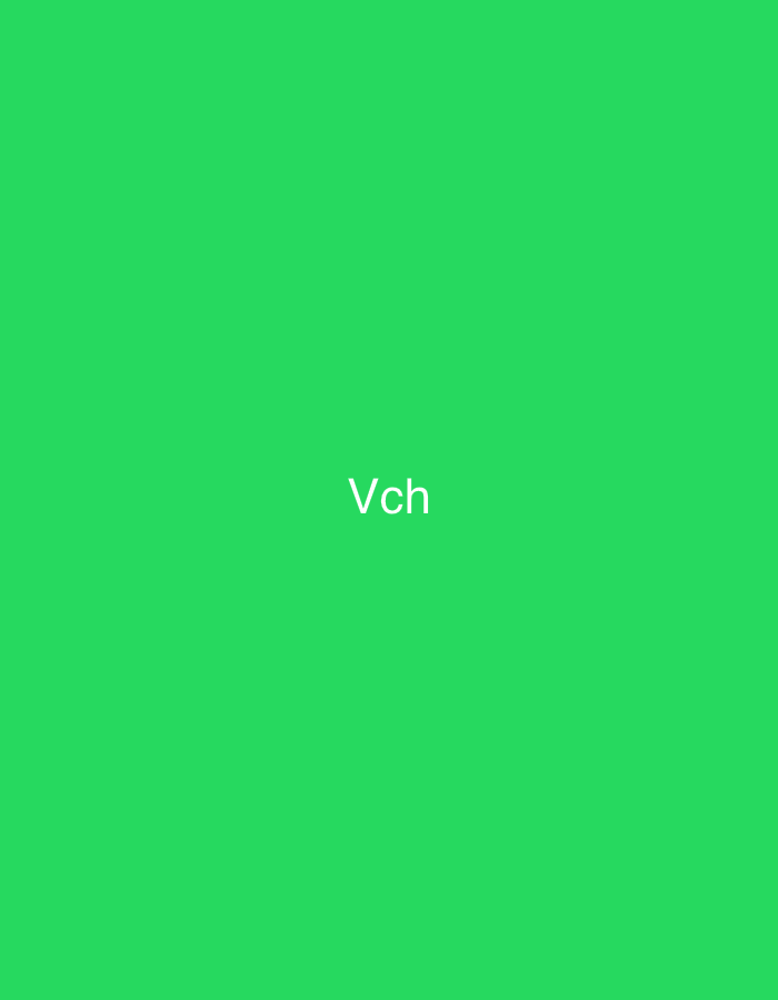 The image displays a minimalist scene with a uniform green background. Centered on this solid green field, the letters "Vch" are displayed in white, sans-serif font. There are no other discernible elements such as people, objects, actions, interactions, or environmental features within the frame. The context for this image places it within the city of Casablanca, Morocco.