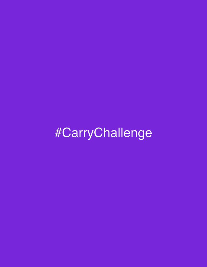 The media file displays a solid, vibrant purple background. Centered on this background is the white text "#CarryChallenge," presented as a hashtag. There are no people, objects, or specific scene elements visible within the image itself. No activity or event is directly depicted, beyond the textual suggestion of a challenge. The image provides no visual cues regarding time of day, weather, or a physical location. However, the provided context indicates the location is Chambœuf, France. The design is minimalist, focusing entirely on the textual message against a plain colored field.
