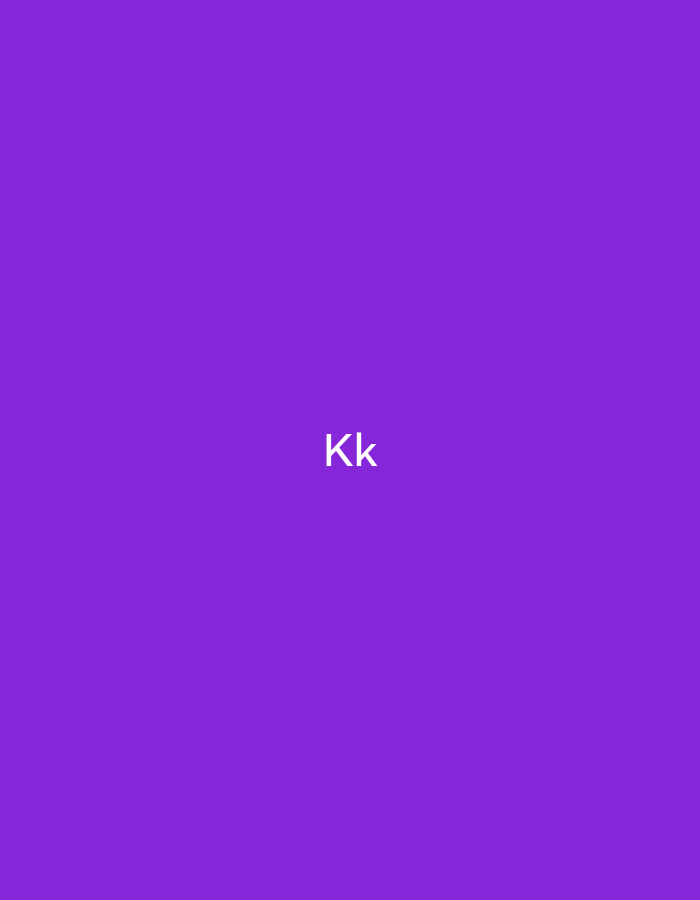 The image displays a solid, uniform purple background. Centered within the frame are the white uppercase letter 'K' and lowercase letter 'k', presented side-by-side. No other subjects, objects, people, or actions are depicted. The image does not contain any visual information to determine a geographical location in Pokrovnik, Bulgaria, or any other specific place.