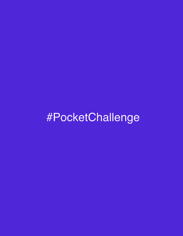 The image displays the text "#PocketChallenge" in white, centered horizontally against a solid vibrant purple background. There are no people, objects, or discernible environmental features visible. The image does not depict any location in Milan, Italy.