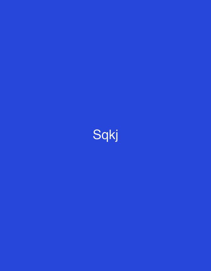 The image displays a solid, uniform blue background. Centered horizontally and vertically on this background is the white alphanumeric string "Sqkj". The text is rendered in a clear, sans-serif typeface. No other elements, such as people, specific objects, or environmental details, are present. The image provides no visual cues or contextual information to indicate a physical location, including the city of Casablanca, Morocco, or any other geographical setting.
