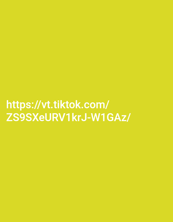 The image shows white text on a bright yellow background. The text reads "https://vt.tiktok.com/" on the first line and "ZS9SXeURV1krJ-W1GAz/" on the second line. There is no indication of location in the city of Kendayakan, Indonesia.