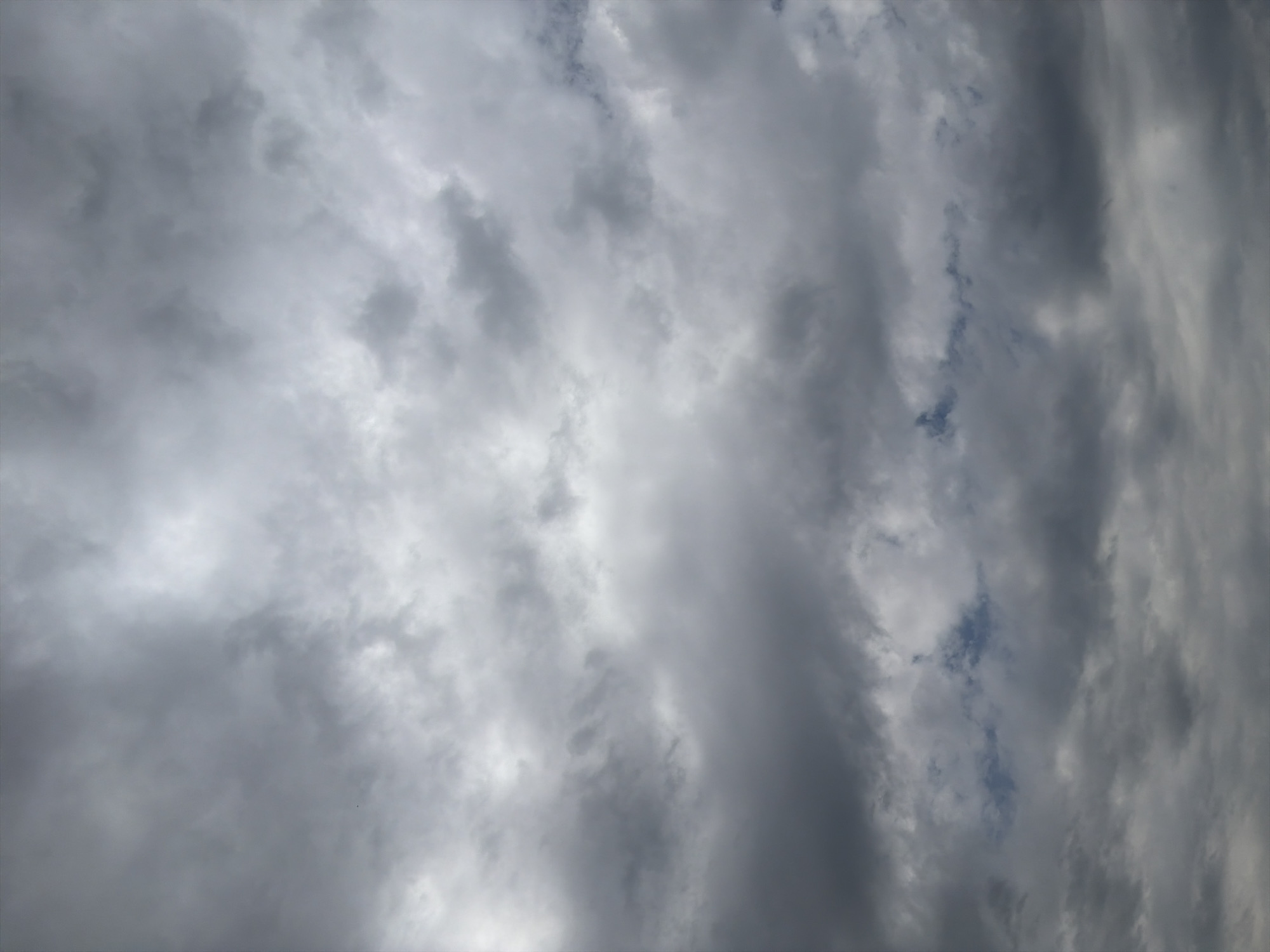 The image is an upward-facing shot of a cloudy sky, with no discernible ground or urban features. The clouds are predominantly grey and white, with varying densities and textures, suggesting overcast conditions. There are no people, subjects, or specific objects visible. The scene is entirely natural, depicting the atmospheric conditions of the sky. The location, Oxentea, Moldova, is relevant context for the image but is not visually represented within the frame.