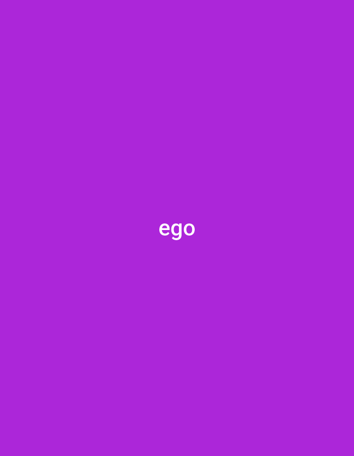 The image is a plain purple background with the word "ego" written in white, sans-serif text in the center. There are no people, objects, or specific scenes depicted. The text is the sole element of interest. The text is clear and legible.