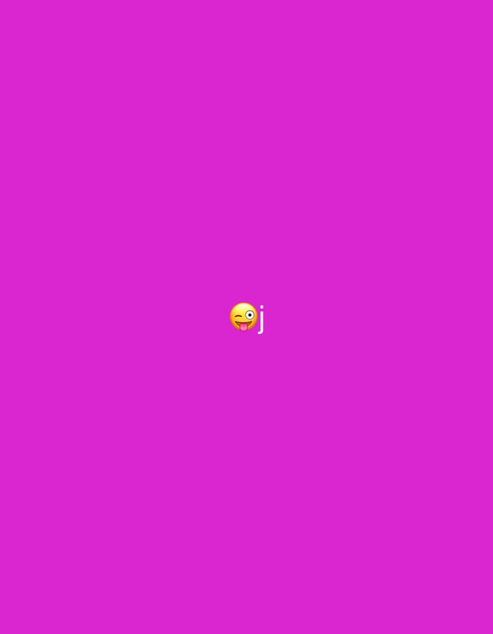 A bright pink background fills the frame of this image. In the center, a yellow emoji with its tongue sticking out and one eye winking is visible. To the right of the emoji, the lowercase letter "j" is present. The image is not a photograph and does not depict any location in Moscow, Russia.