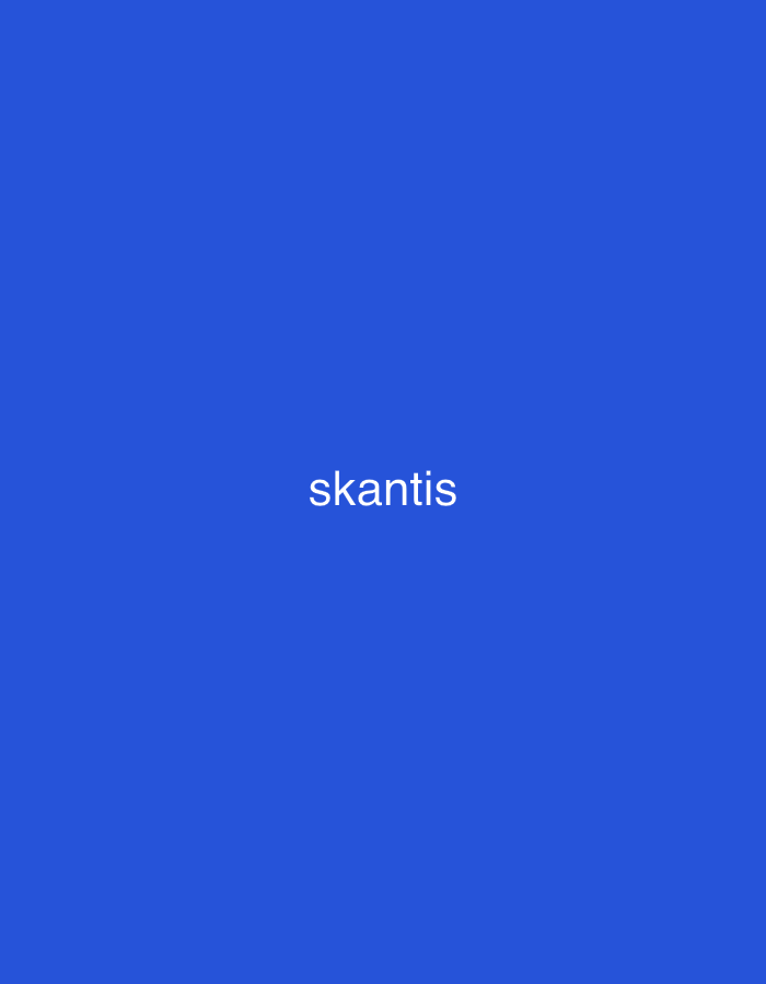 The image displays the word "skantis" in white, lowercase, sans-serif text, centrally positioned on a uniform, deep blue background. No people, objects, actions, interactions, or specific environmental details beyond the solid color are depicted within the abstract graphic. This image is located in the city of Casablanca, Morocco.