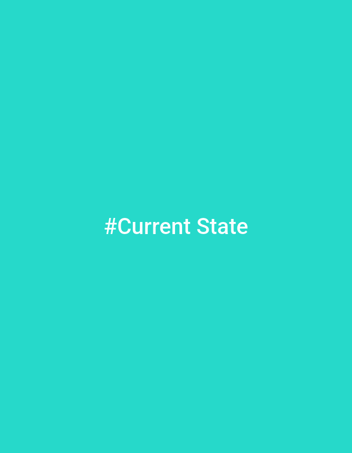 The image is a screenshot from a digital interface, likely a social media platform. The background is a solid, bright cyan color. Centered on the screen, in white text, is the hashtag "#Current State". There is no discernible location in the city of Maltepe, Turkey, or any other environmental details. The image contains no people, subjects, objects, actions, or interactions.