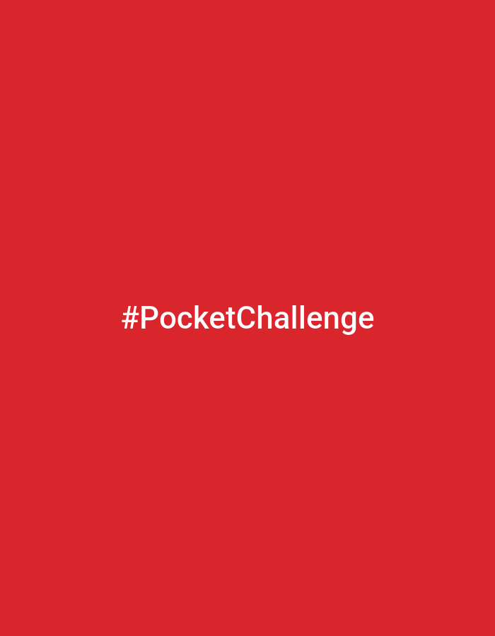 The image displays the text "#PocketChallenge" in white, centered on a solid red background. There are no people, objects, or any discernible environmental details. The location is not identifiable as Moscow, Russia.