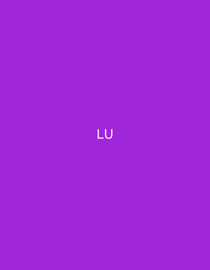 The image displays a solid, vibrant purple background. Centered horizontally and vertically on this background are the capital letters "LU", rendered in a clean, white, sans-serif font. There are no people, objects, actions, or environmental details present. The image is a graphic representation and does not depict a physical location in the city of Casablanca, Morocco, or any other specific environment.