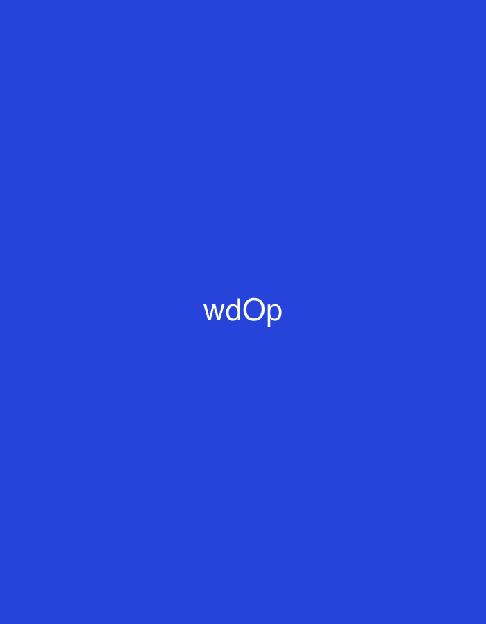 A digital image, observed within the city of Casablanca, Morocco, presents a solid, uniform royal blue background. Centrally positioned on this background is the white, sans-serif text 'wdOp'. No people, additional subjects, objects beyond the text, or environmental features are present within the frame. The graphic is two-dimensional, displaying no depth or texture. No actions or interactions are depicted.