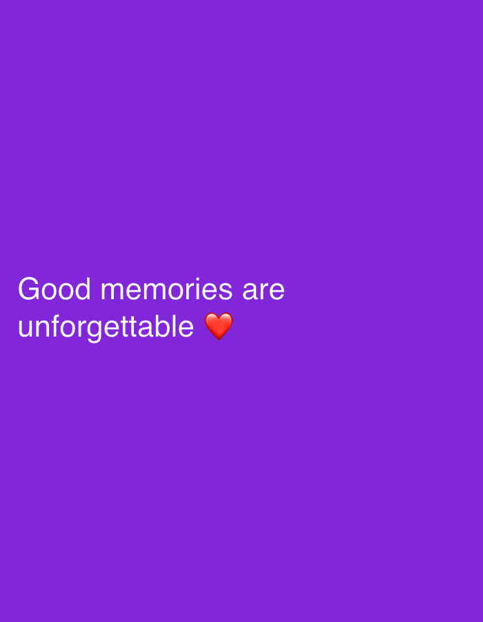 The image features white text on a solid purple background. The text reads "Good memories are unforgettable" with a red heart emoji to the right of the word "unforgettable." There is no discernible scene, people, subjects, objects, actions, interactions, or environmental context associated with Jos, Nigeria.