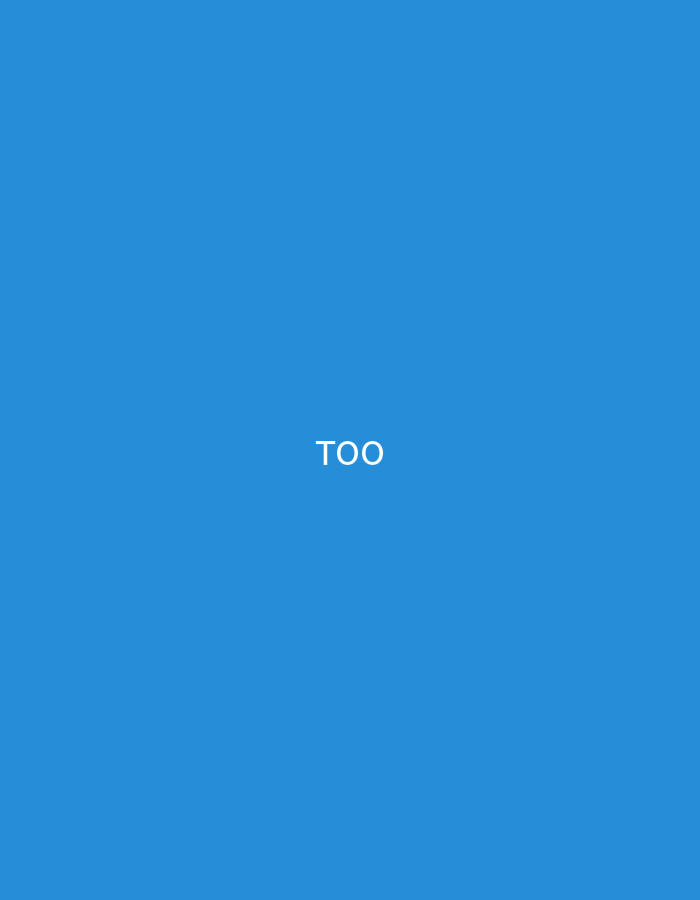 The image displays a plain, solid blue background. Centered on this blue field is the word "TOO" rendered in white, uppercase letters. There are no other subjects, objects, or activities depicted within the frame. The image is devoid of any visual cues that indicate a specific time of day, weather conditions, or a particular location such as Yerevan, Armenia.