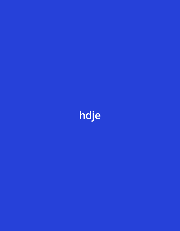 The image displays a solid, uniform blue background. Centrally positioned on this background is the text "hdje", rendered in white, lowercase letters. No other subjects, objects, or scenes are visible. The image lacks specific details such as people, activities, time of day, weather conditions, or geographical location cues. The visible text "hdje" is the only informational element present in the otherwise abstract composition.