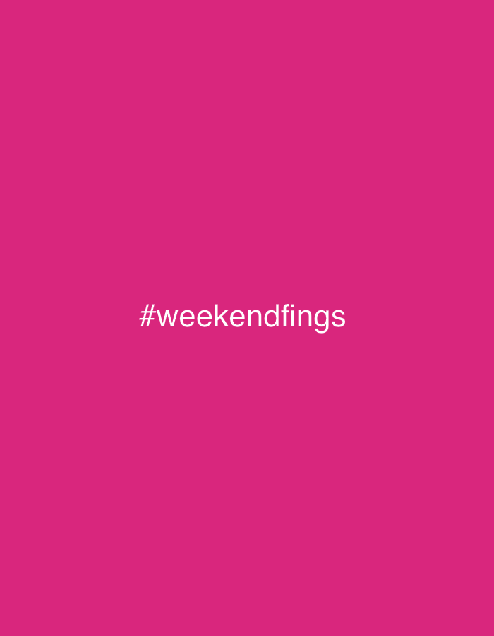 A digital image displays the hashtag "#weekendfings" in white against a solid pink background. The hashtag is centered horizontally and positioned slightly above the vertical center of the image. There are no other subjects, objects, or people visible in the frame. The location and any surrounding environment in Kuta Selatan, Indonesia, are not discernible from the given image.