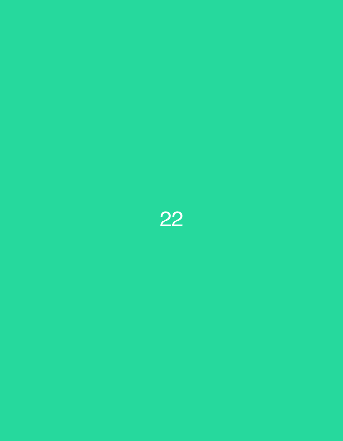 The image is a solid teal background with the number "22" centered on it in a lighter shade of teal. There are no other objects, people, or environmental details visible. There is no information to suggest any relation to Đà Nẵng, Vietnam.