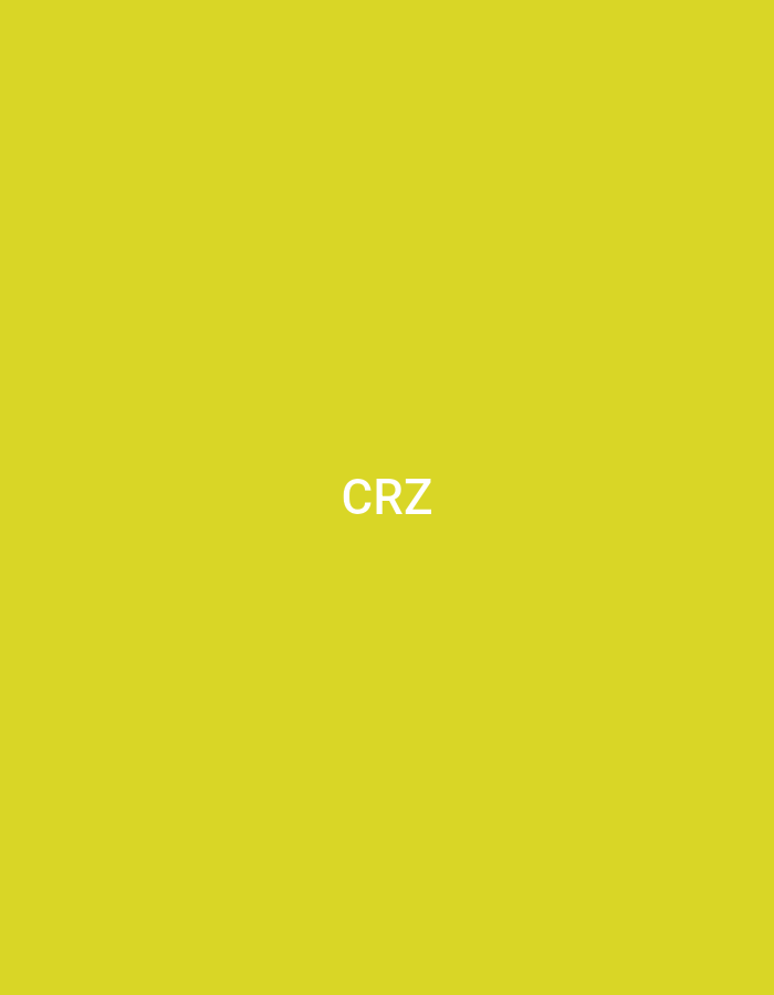 The image displays a plain, solid yellow background. Centered on this field, the white uppercase letters 'CRZ' are prominently featured. No discernible people, subjects, objects, actions, interactions, or environmental details are present within the image. The graphic contains no visual information indicative of a specific physical location, including in the city of Casablanca, Morocco.