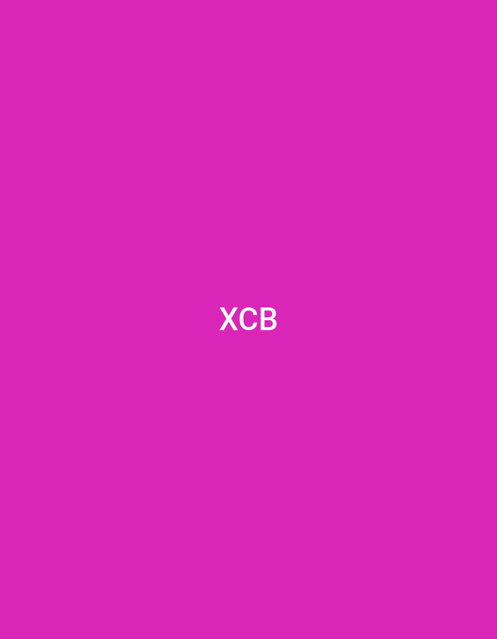 The image displays a solid magenta-pink background. Centered on this uniform background, the white uppercase letters "XCB" are presented. There are no other subjects, objects, people, actions, interactions, or discernible environmental features visible in the image. The image provides no visual information to establish a specific geographical location, including the city of Casablanca, Morocco.