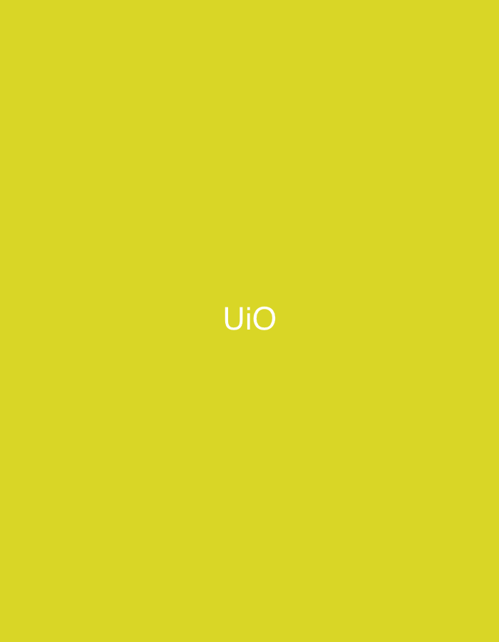 The image displays a digital graphic with a uniform, solid yellow background. Centered horizontally and positioned slightly below the vertical midline of the frame, the white sans-serif text "UiO" is present. No other subjects, objects, people, actions, or environmental details are discernible. The image does not depict any identifiable location, including the city of Casablanca, Morocco.