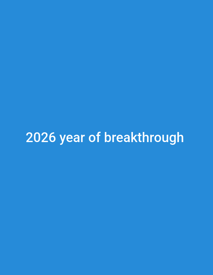 The image displays white text that reads "2026 year of breakthrough," centrally positioned against a solid, untextured blue background. There are no discernible people, subjects, objects, actions, interactions, or environmental details present within the image, nor any visual indicators of a specific geographic location such as the city of Jalingo, Nigeria.